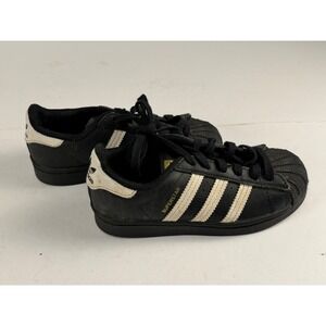 Adidas Superstar Black White Shell Toe Sneakers Kids Size 11.5K C77154